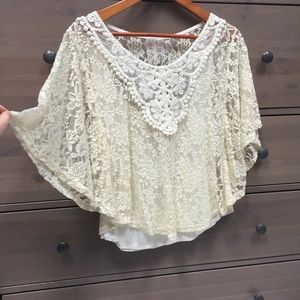 Lace & Crochet Dolman Batwing Sleeve Top